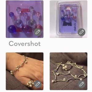 925/Pearl 8.5”bracelet/💍sz10 set+5 Belly Button 14G/Mm 1.6 MM flexible acrylic